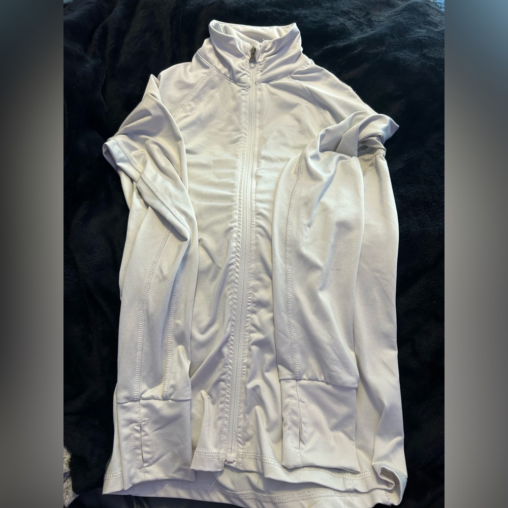white zip up hoodie